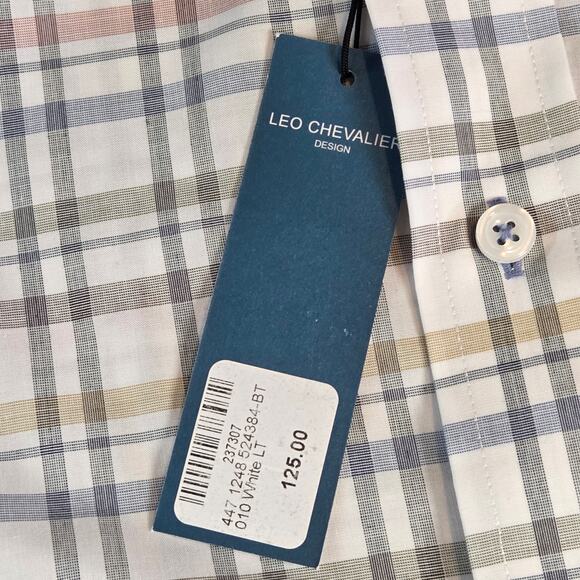 Leo Chevalier Men’s Short Sleeve Shirt LT Large Tall Plaid NWT Cotton Laos - Picture 6 of 14